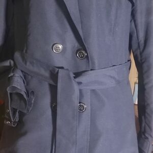 Women's s Navy Double-Breasted Trench Coat